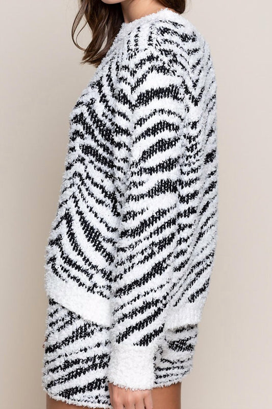 Pol - Fuzzy Zebra Sweatshirt