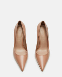 STEVE MADDEN Women's Noir Genuine Leather Hi Heel Point Toe Pumps in tan leather - women's shoe - alternate view