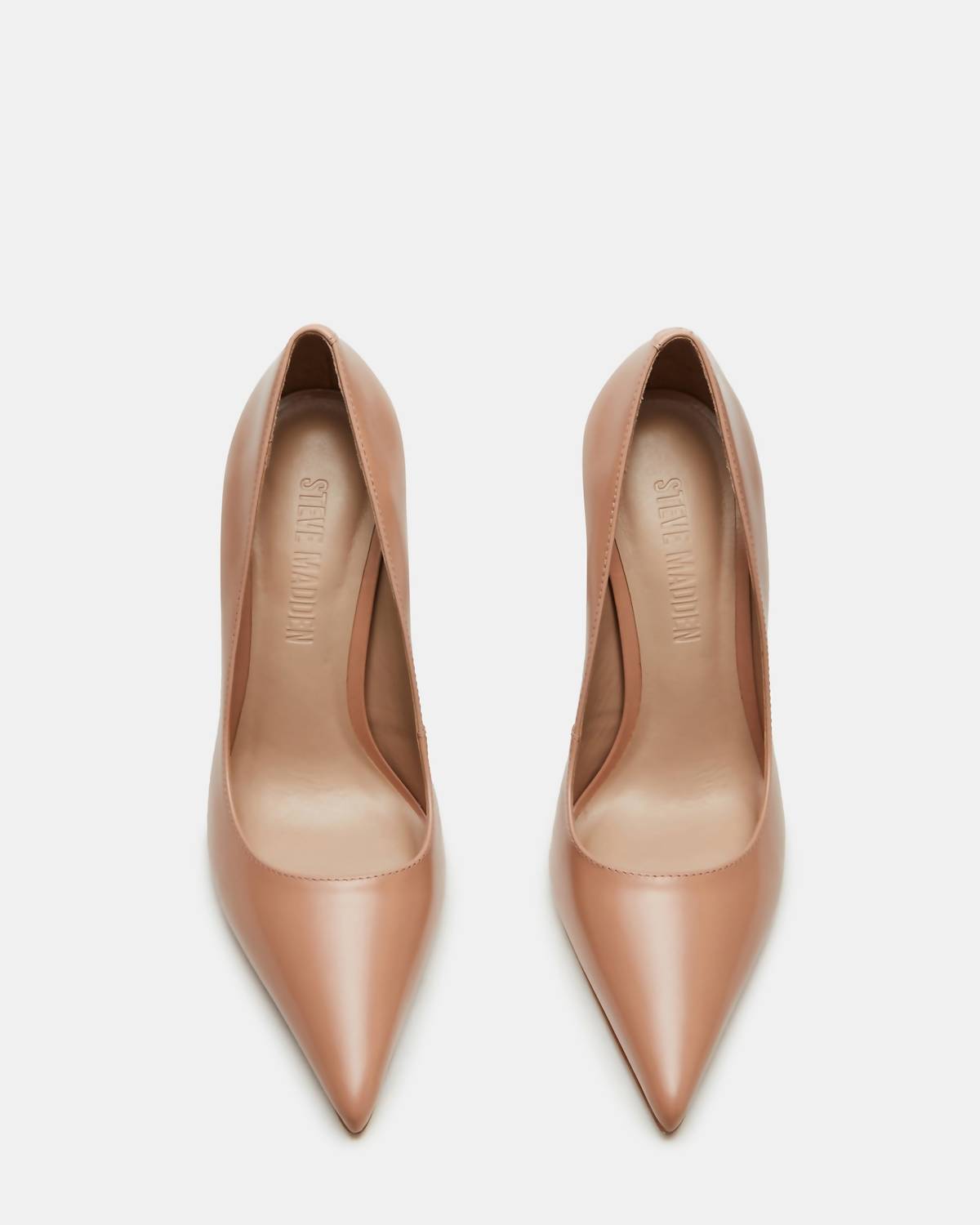 STEVE MADDEN Women's Noir Genuine Leather Hi Heel Point Toe Pumps in tan leather - women's shoe - alternate view