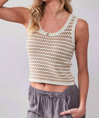 Blu Pepper - Stripe Crochet Knit Tank Top