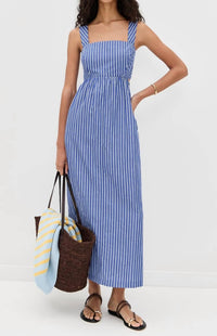STATESIDE Poplin Stripe Dress in blue - women's dress - view 4