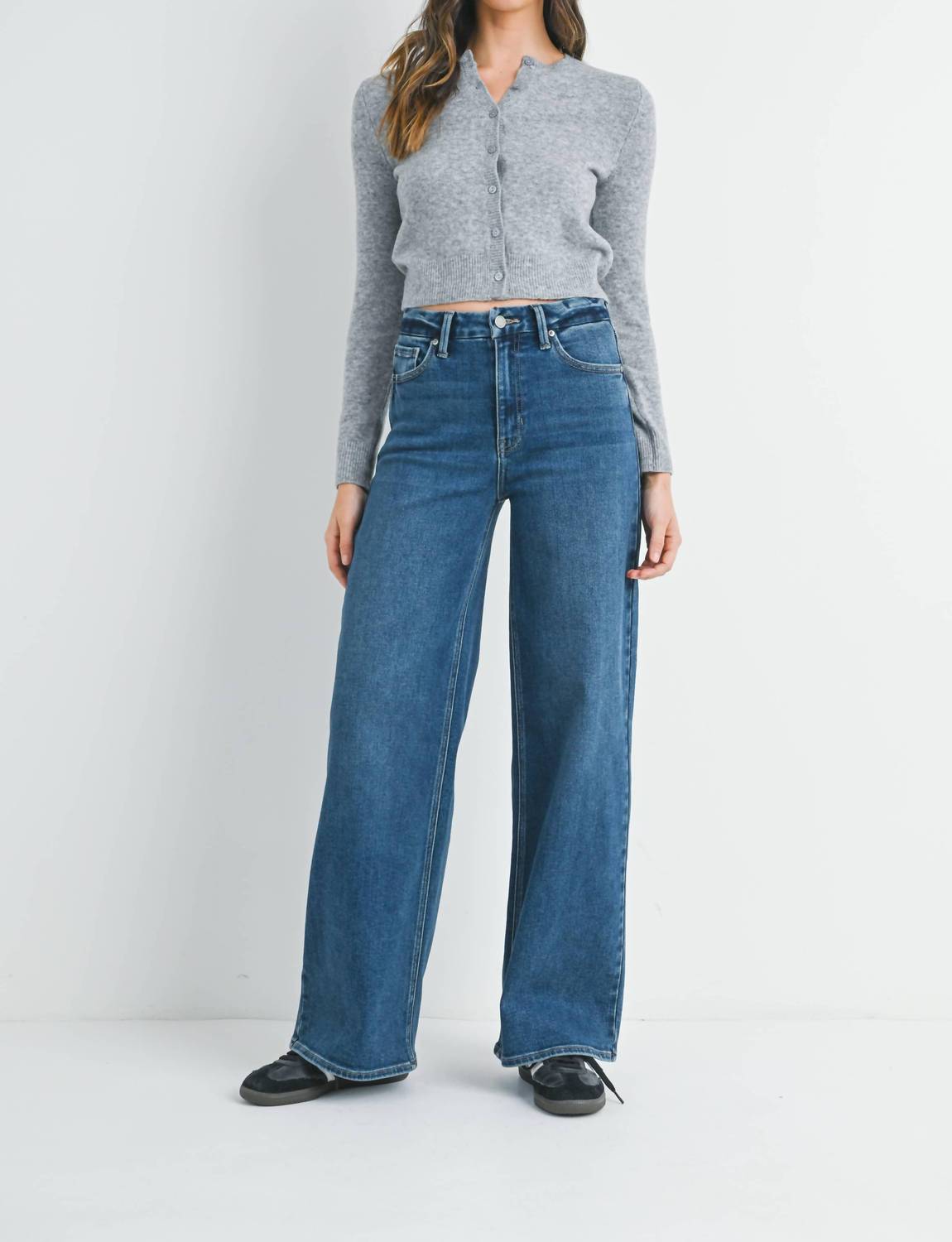 JBD. High Rise Palazzo Wide Leg Jeans in dark wash - women's jeans