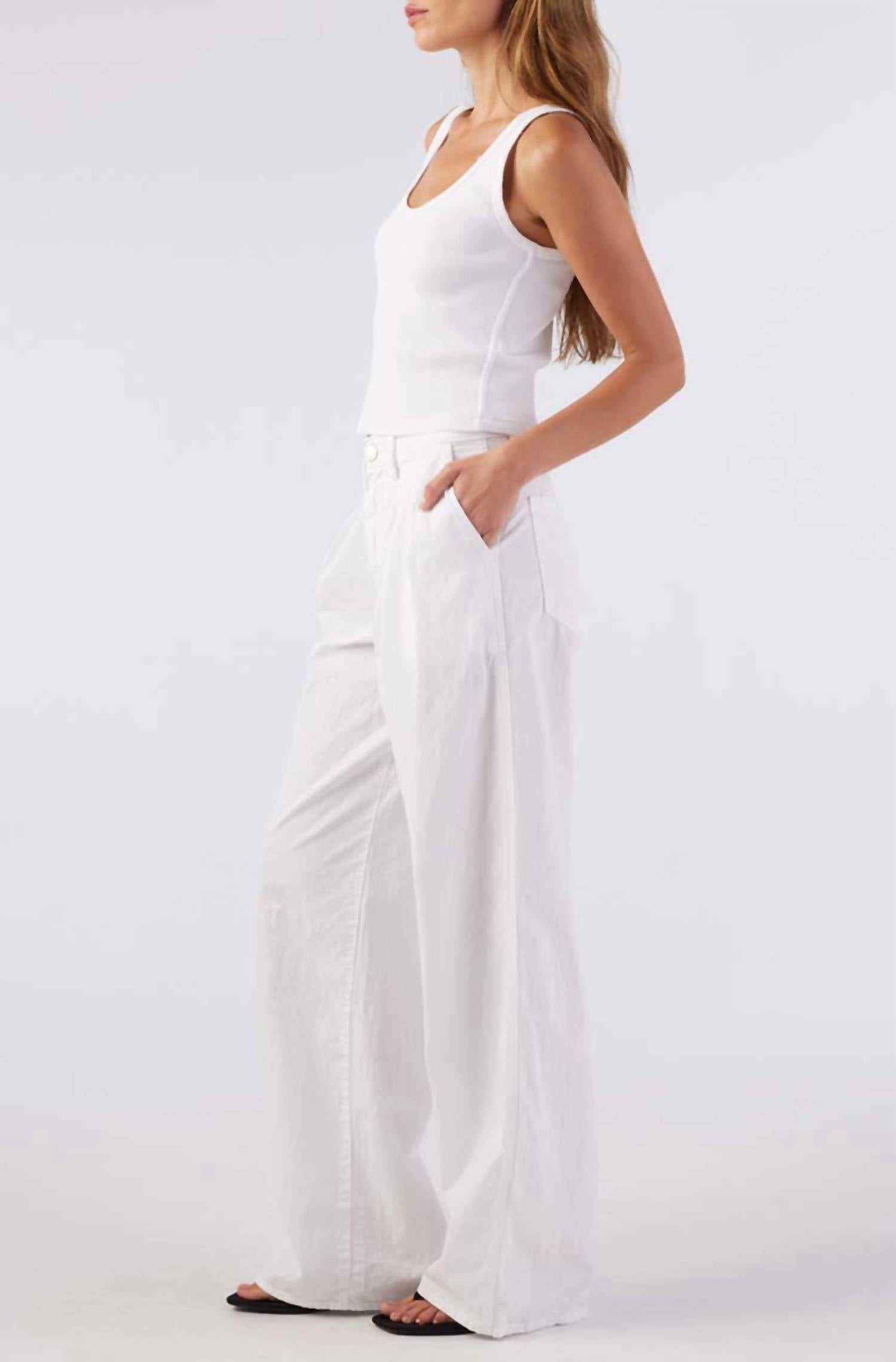 AMO Sheryl Wide Leg Trouser in white - women's pants - detail view