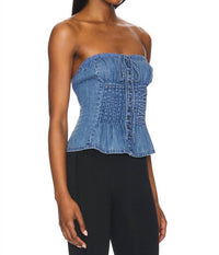 Free People Wink Tube Top in medium wash - women's tank top - alternate view