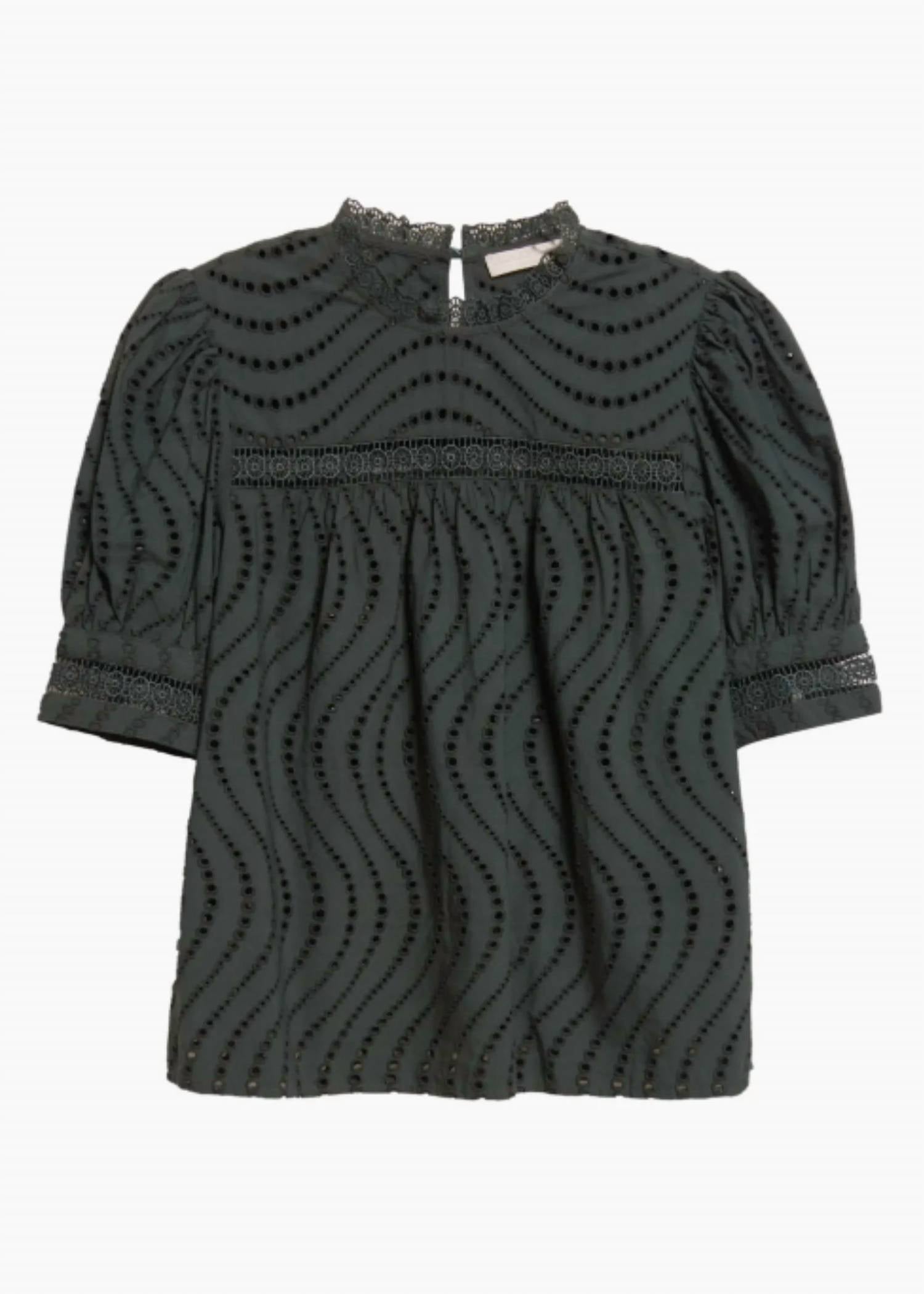 Ulla Johnson - Virginia Water Washed Eyelet Poplin Lace Collar Blouse
