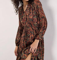 Apricot - Flowy Paisley Printed Maxi Dress