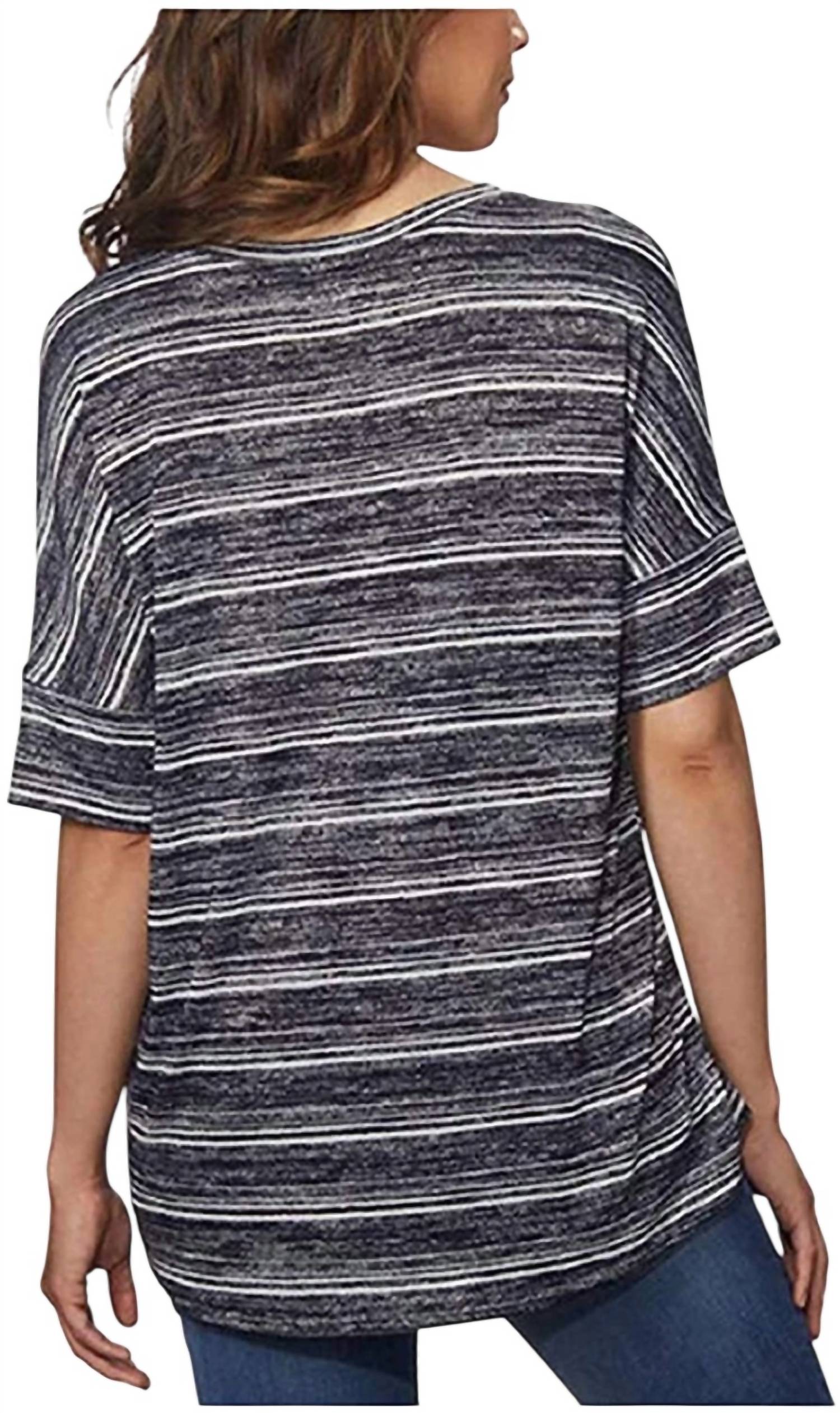 Calvin Klein - V Neck Striped Knit Top