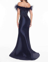 Terani Couture - Off-shoulder With Feather Detail Evening Gown