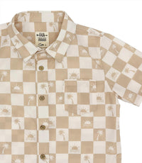 feather 4 arrow Boy's Checkerboard Print Short Sleeve Top in brown - kids' t-shirt - detail view