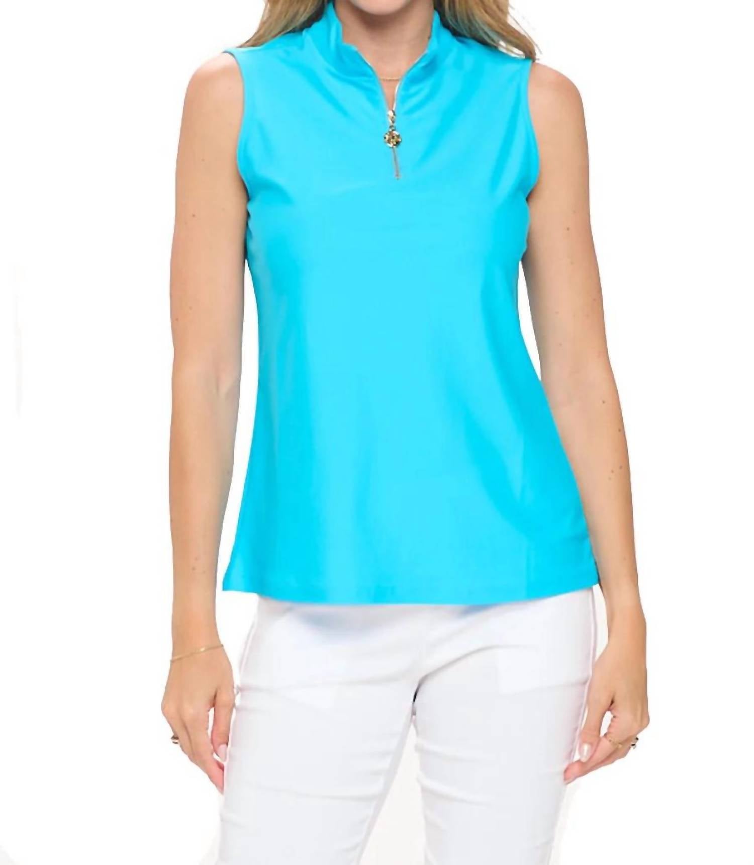 Aryeh Elaine Sleeveless Zip Top in sky blue - women's tank top