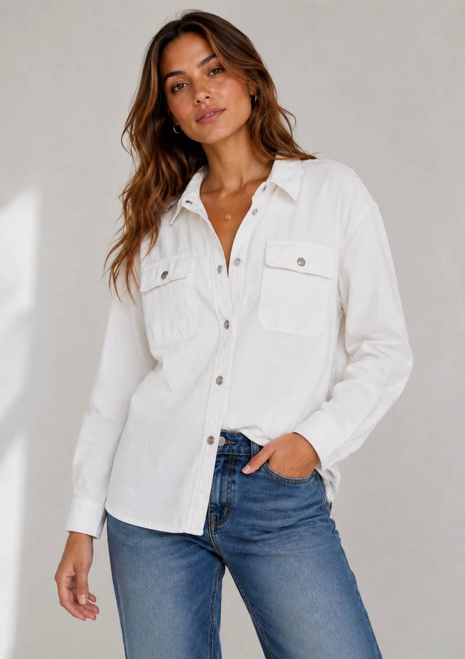 Dear John Denim - Adrianna Button Up Long Sleeve Boxy Shirt