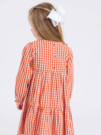 Rufflebutts - Girls' Gingham Woven Long Sleeve Tiered Twirl Dress