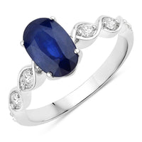 Diana M Jewels Women's Oval Natural Ceylon Blue Sapphire Fashion Ring (2.57 Ct) - Signature in 18k white gold - women's jewelry