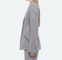 HELMUT LANG Shawl Apex Blazer in light grey melange - women's jacket - detail view
