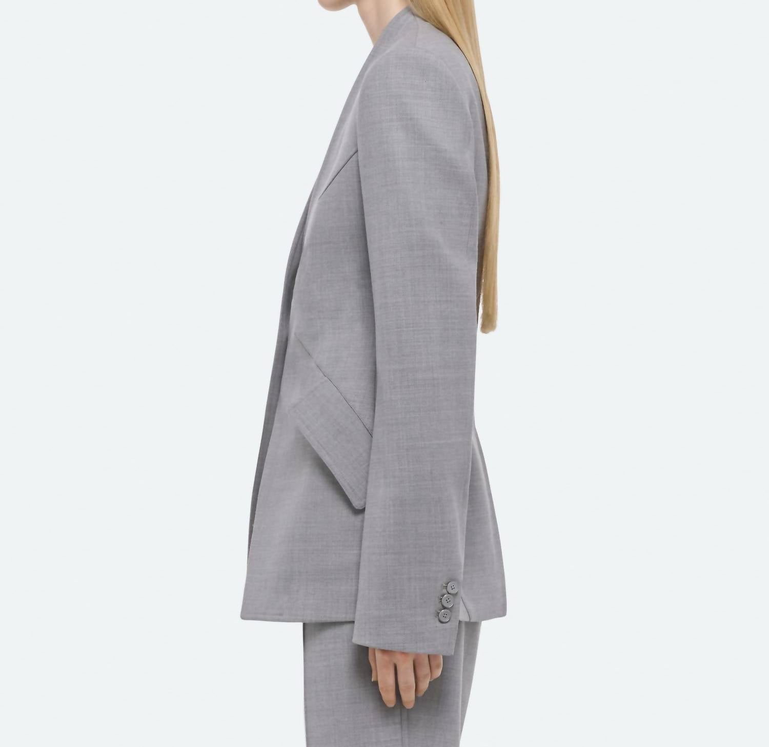 HELMUT LANG Shawl Apex Blazer in light grey melange - women's jacket - detail view