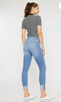 KanCan Irina High Rise Ankle Skinny Jean in blue - women's jeans - alternate view