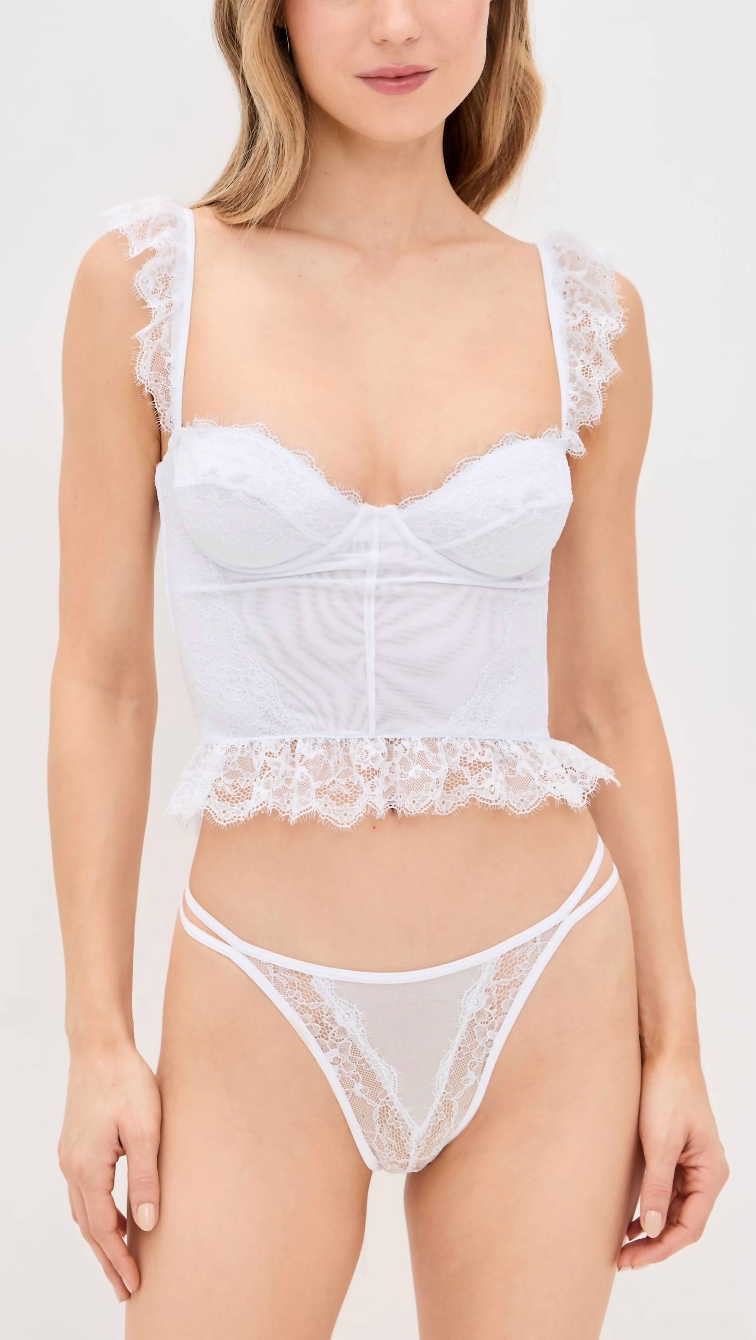 MUCCI Positano Lace Corset Top in white - women's shirt