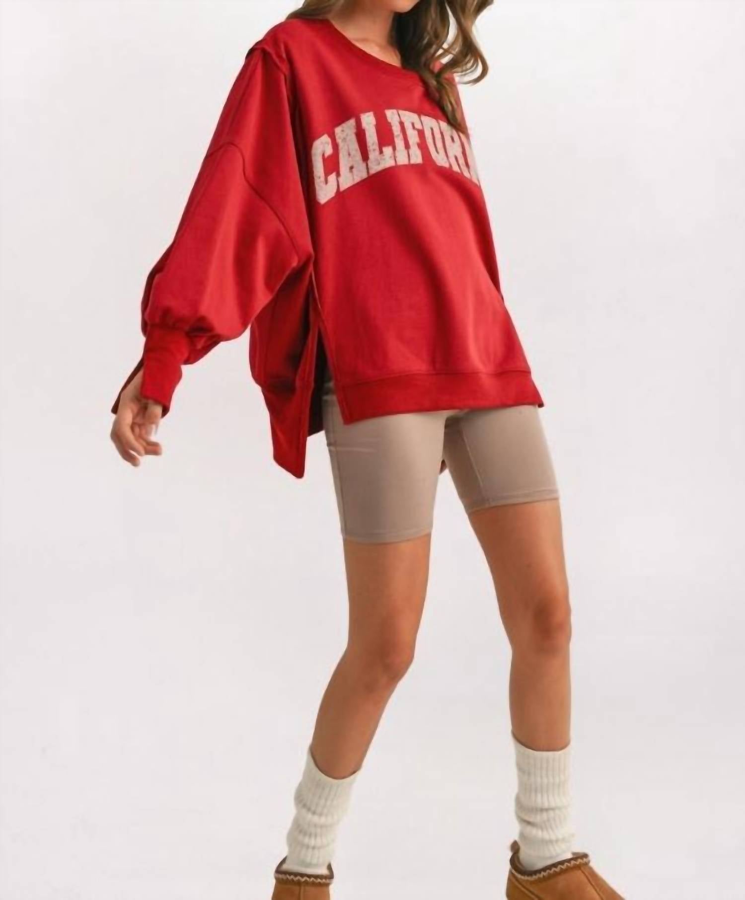 Klesis California Sweatshirt in burgundy - women's top - alternate view