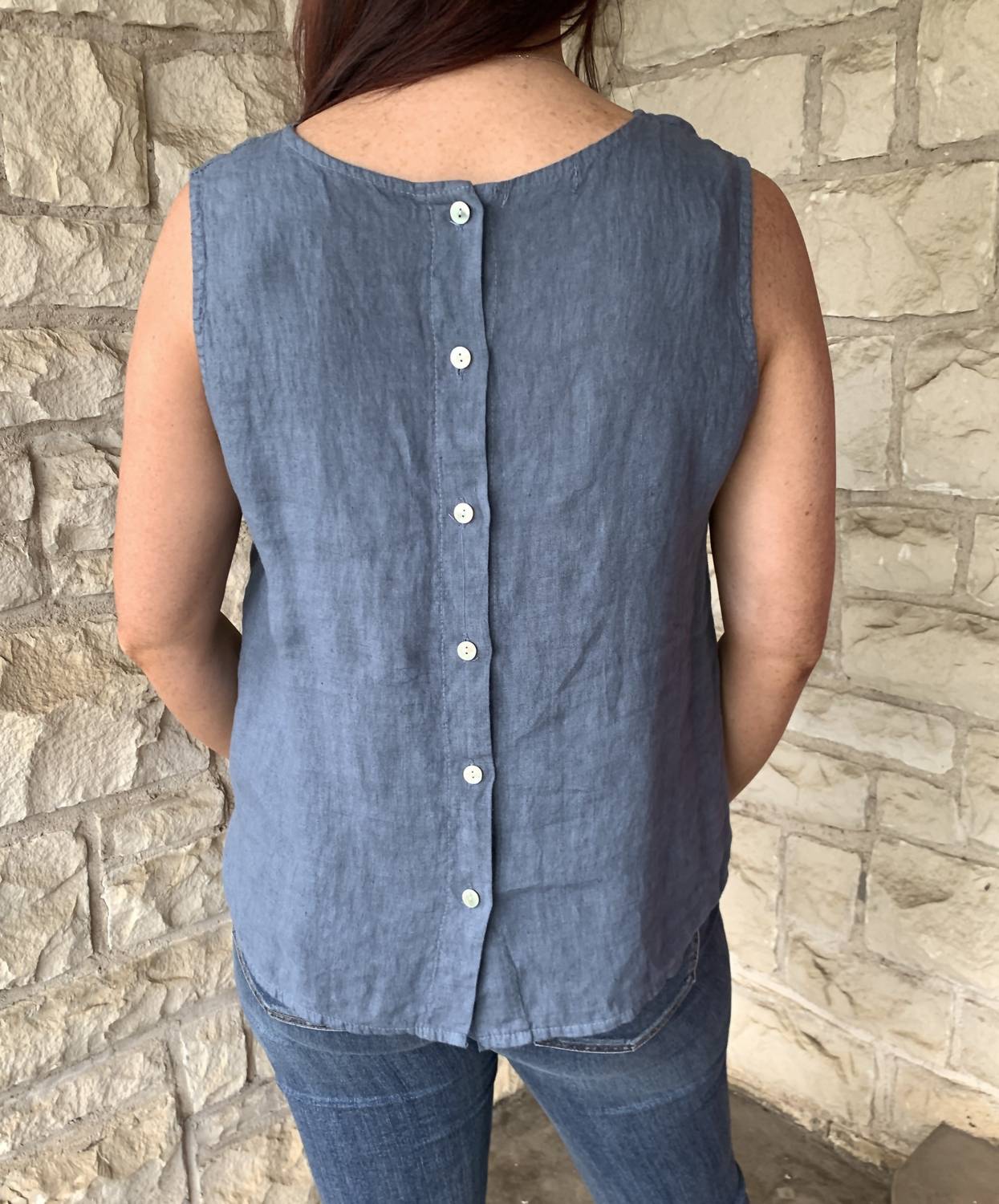 Linen Button-Up Back Tank