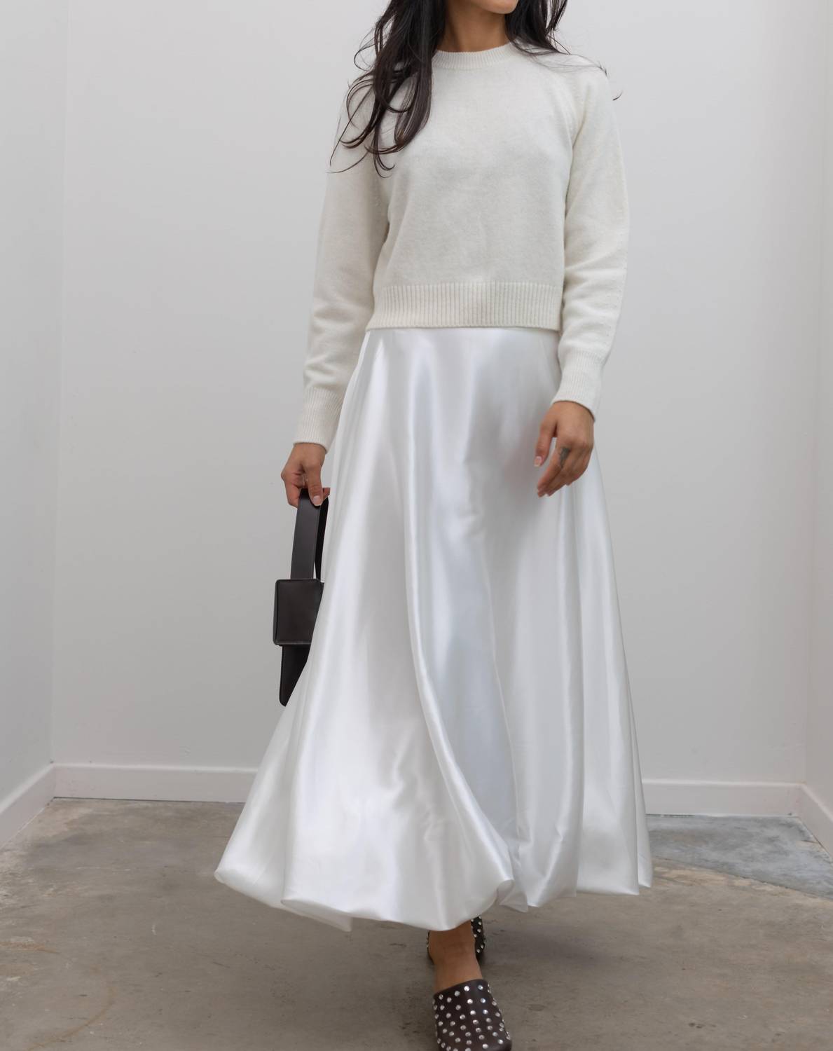 Collective - Satin Full Round Bubble Hem Midi Skirt
