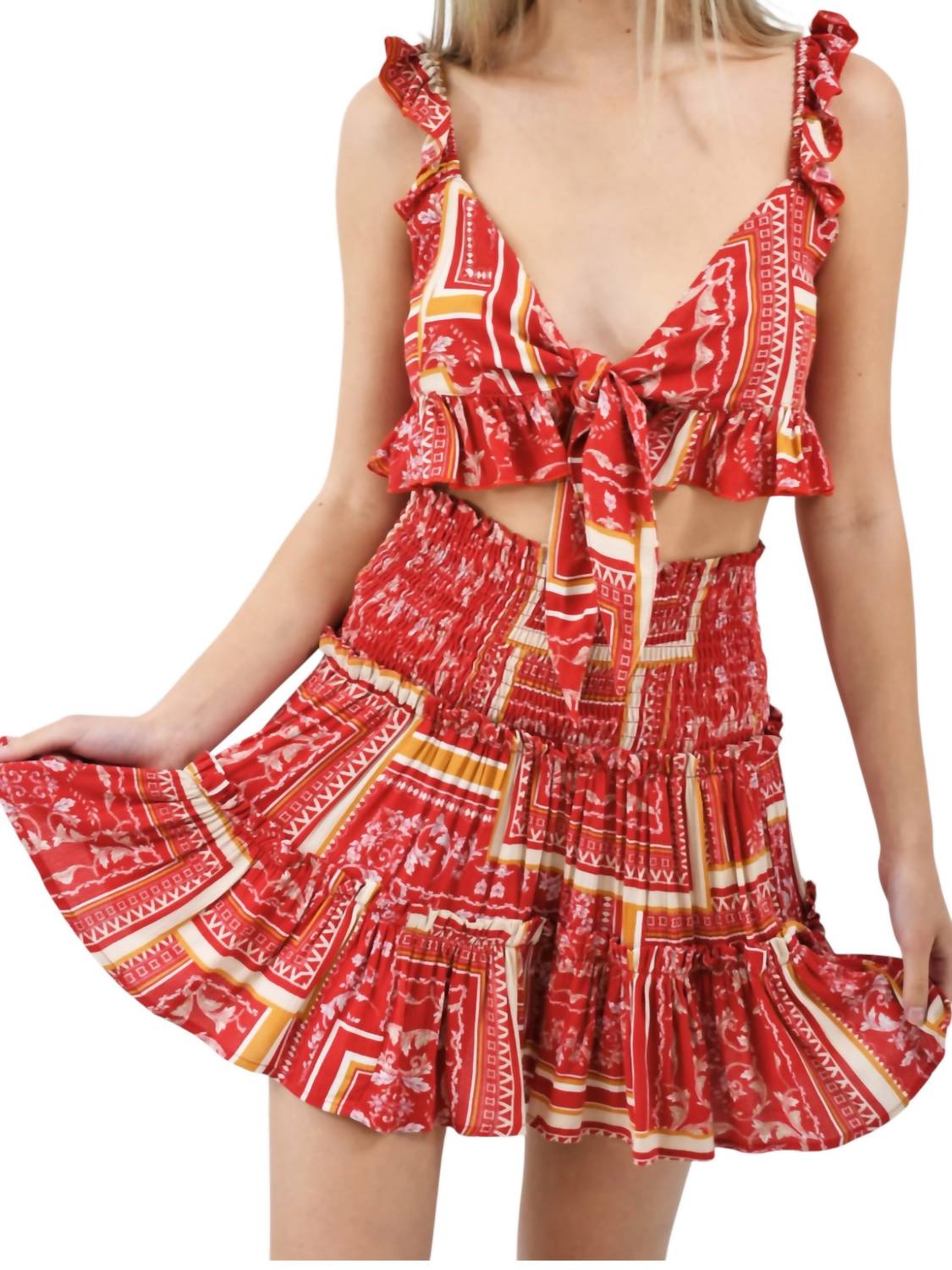 Skylar + Madison - Tribal Spirit Ruffle Smocked Set