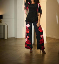 Joseph Ribkoff - Floral Print Pull-on Wide Leg Pants