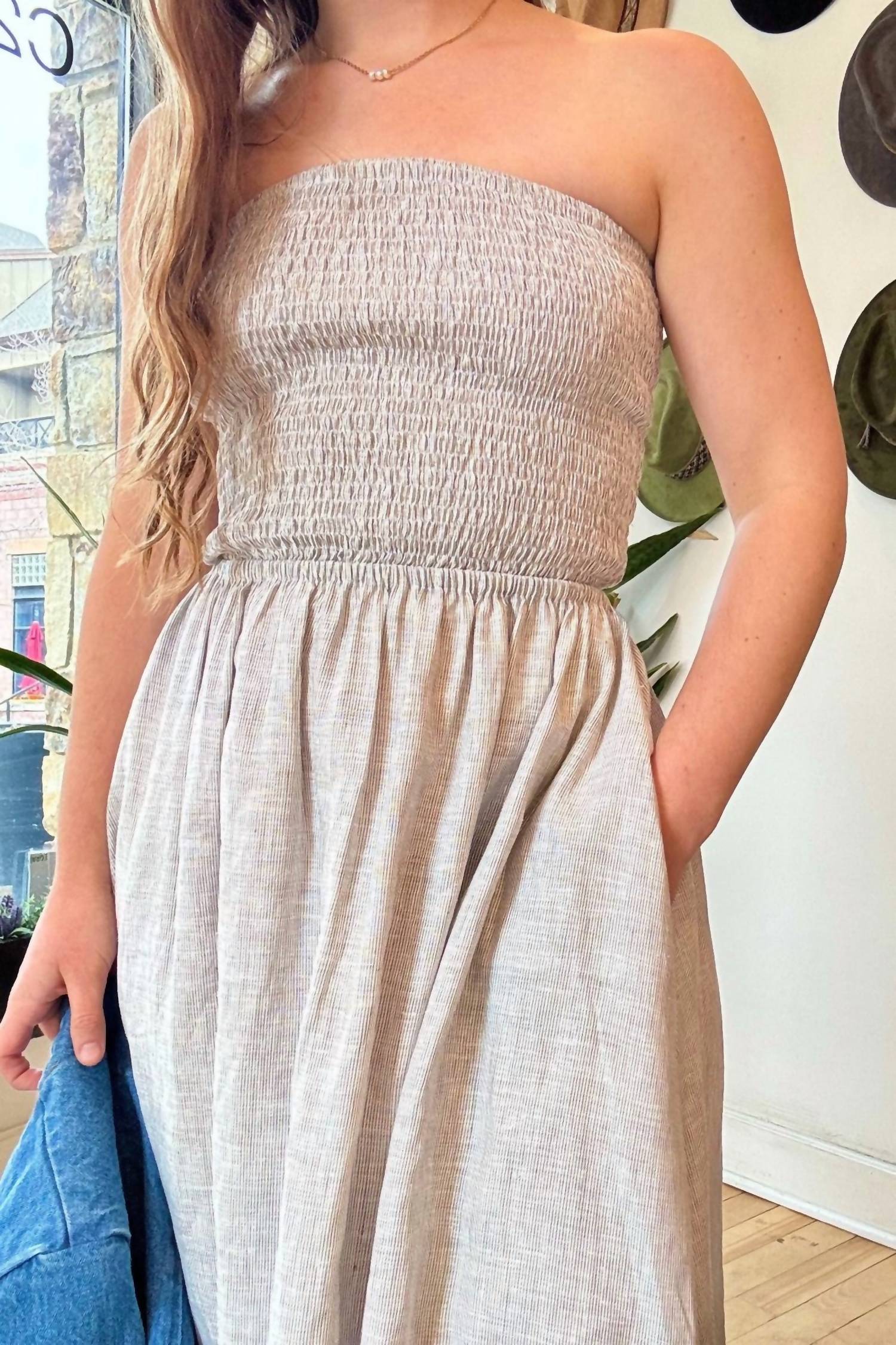 NARY Tube Midi Sundress in gray stripe - women's dress - view 4