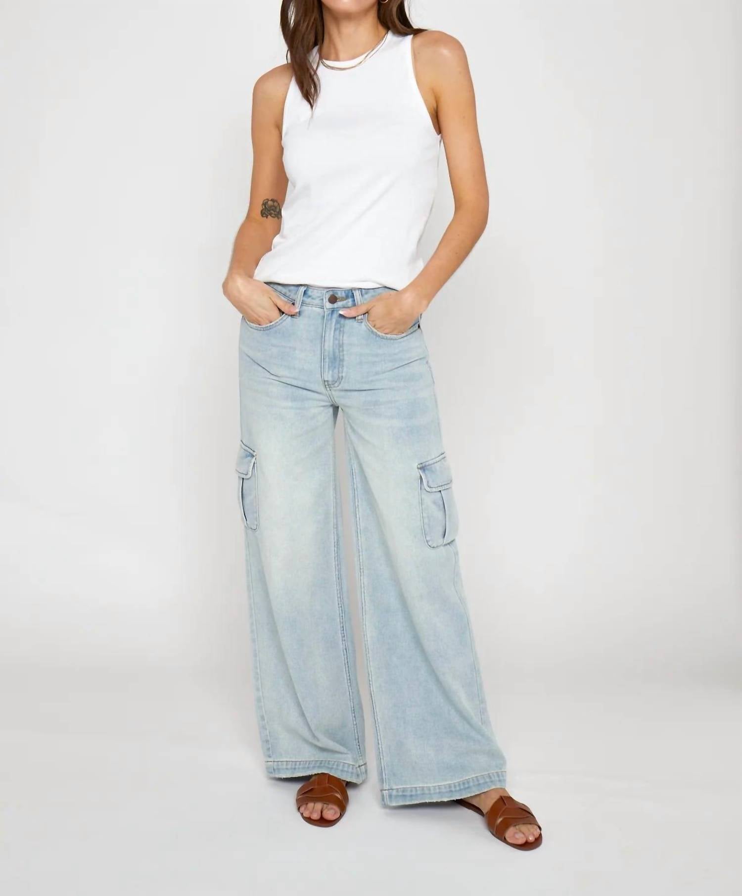 Oliver Logan Madison Wide Leg Cargo Jeans in hotel california - women's pants