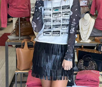 Jade By Jane - Western Faux Leather Fringe Mini Skirt