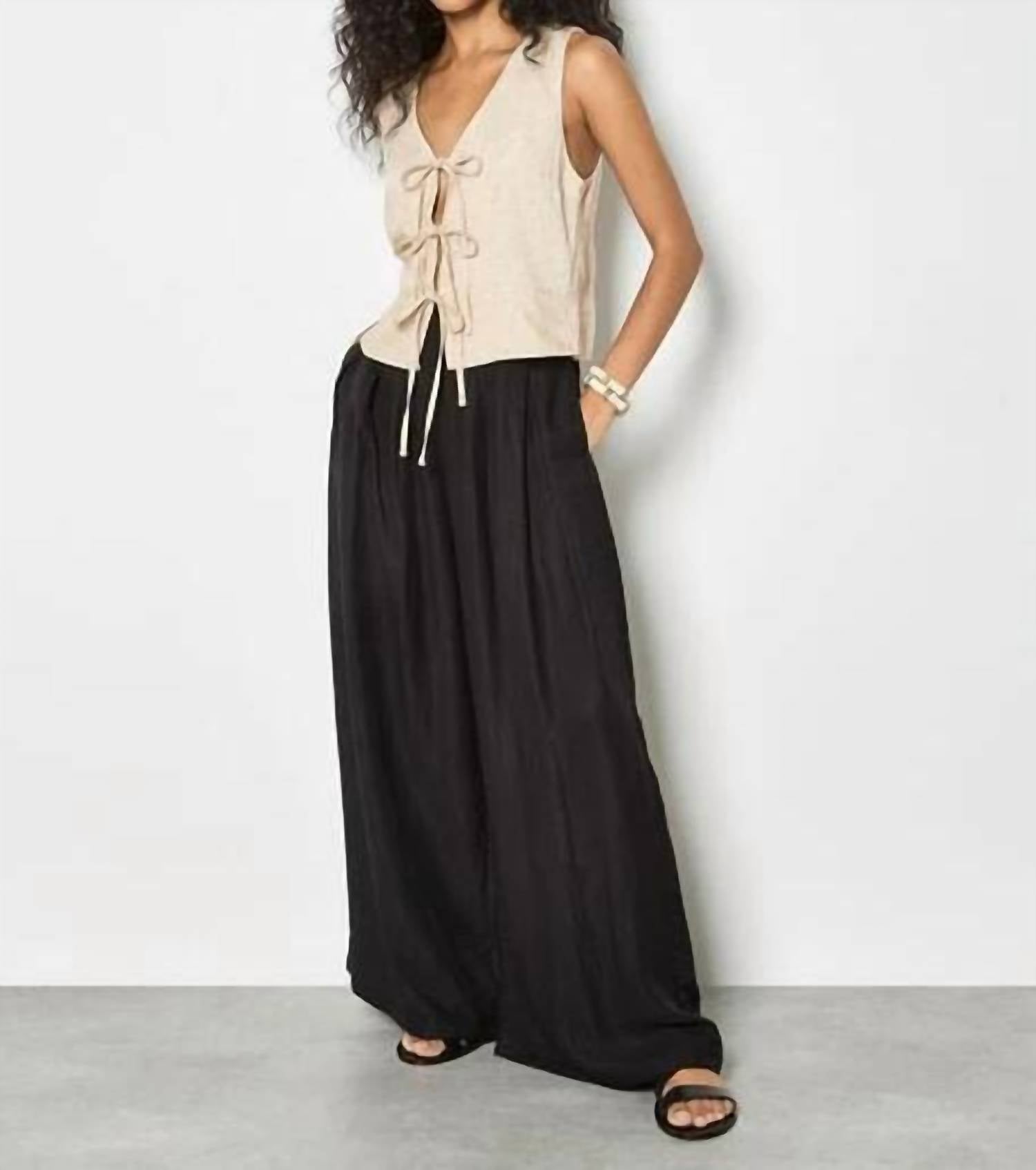 Apricot - Tie Front Linen Blend Vest