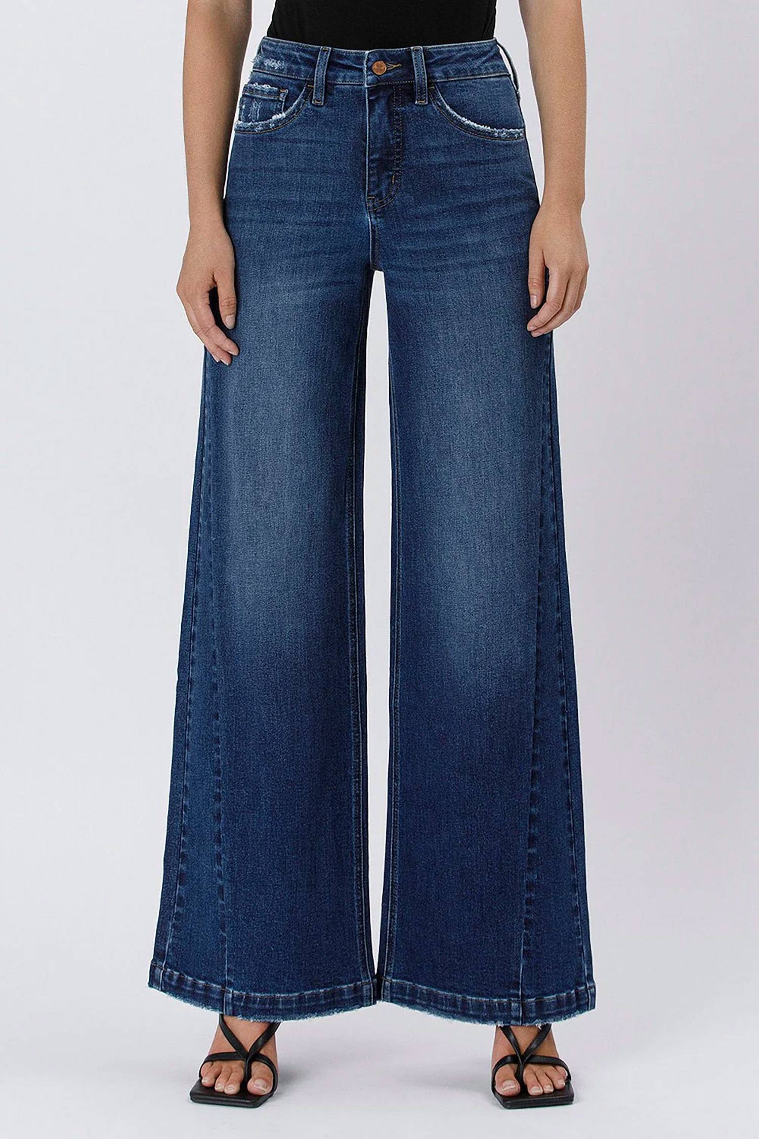 Lovervet - Tummy Control High Rise Wide Leg Jeans