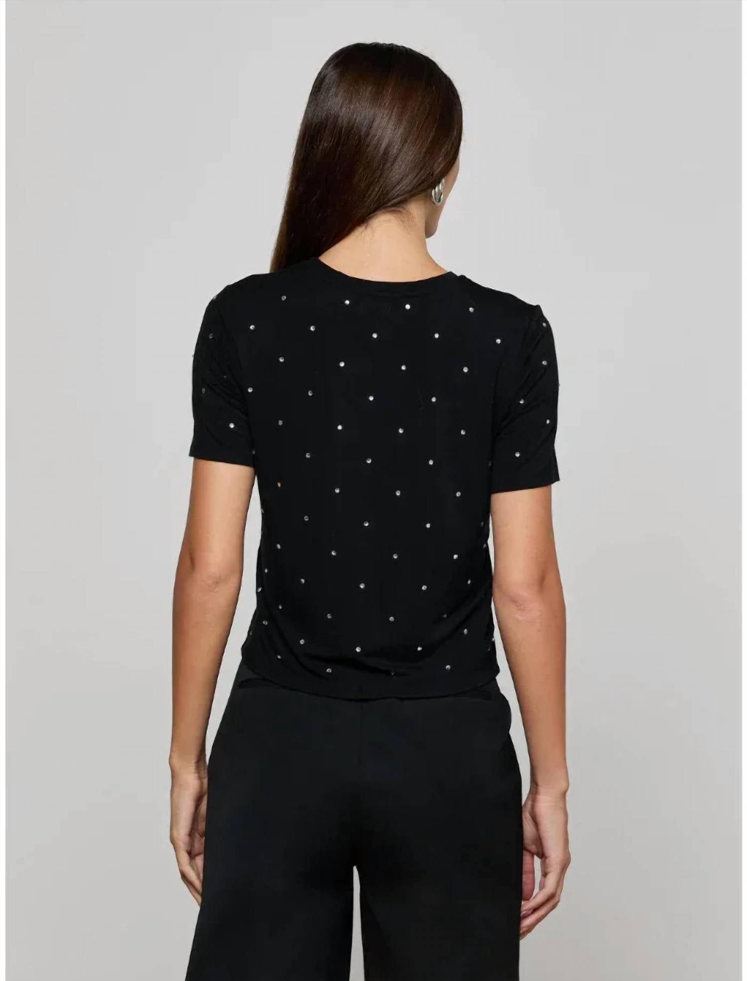 L'Agence - Stormy Short Sleeve Embellished Crew Neck Tee