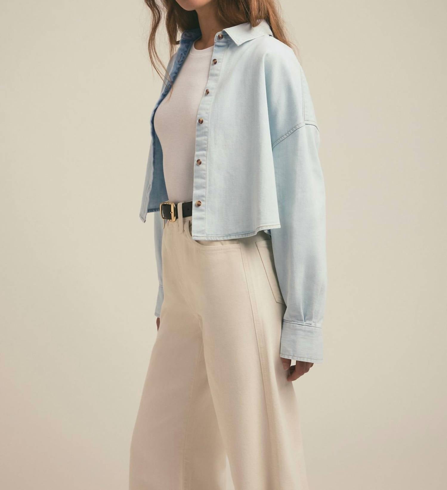 Favorite Daughter - Crop Ex-boyfriend shirt denim