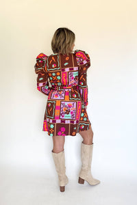 Karlie - Floral Frame Puff Sleve Shirt Dress