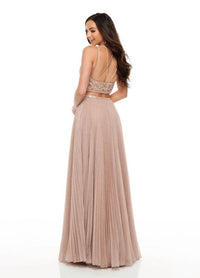 Rachel Allan - Pleated Shimmer Woven Two-piece Prom Gown
