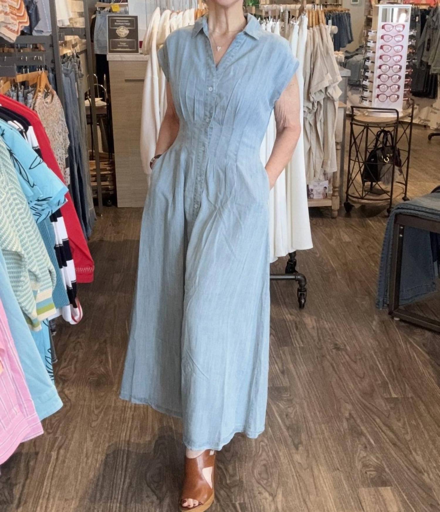 ELAN Tencel Midi Dress in powder blue - women's dress