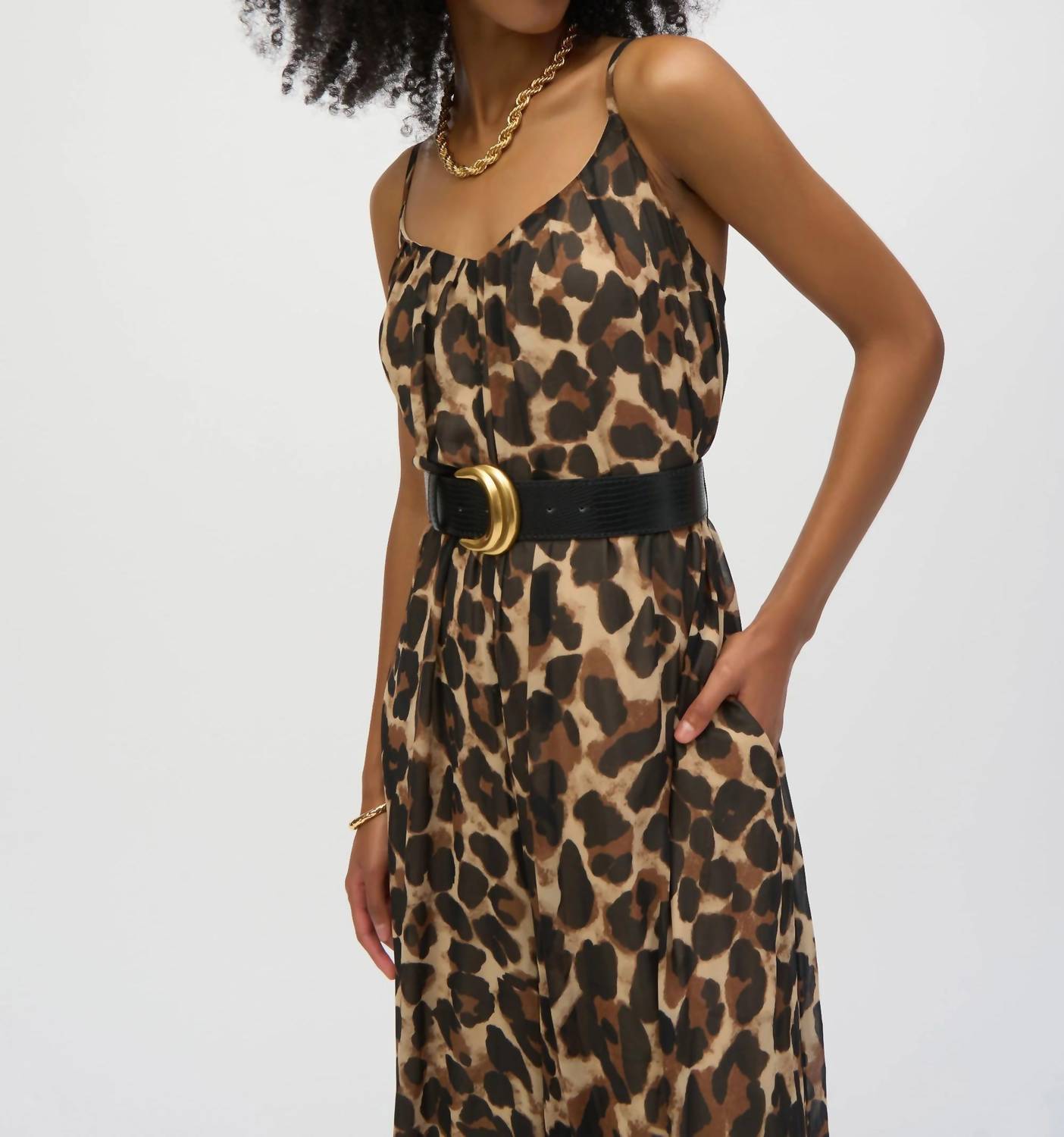 Joseph Ribkoff - Chiffon Animal Print Wide Leg Jumpsuit