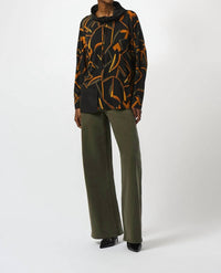 Joseph Ribkoff Cowl Neck Pullover With Pocket in black multi - women's shirt - alternate view