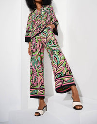 Joseph Ribkoff - Woven Paisley Print Wide-leg Pants