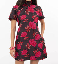 Uncle Frank - Elegant Floral Brocade Mini Dress