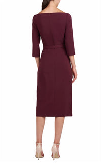 Kay Unger - Crepe Quarter Sleeve Midi Dress