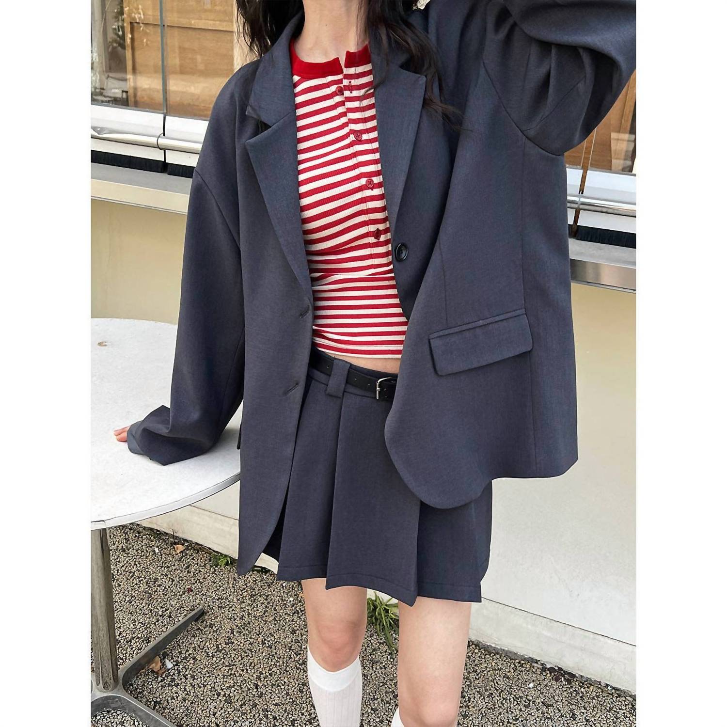 Marayn - Blazer Pleated Skirt Set