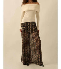 Promesa - Petal Pusher Floral Mesh Wide-leg Pants