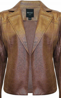 Insight - Women's Solid Metallic Vegan Leather Jacket