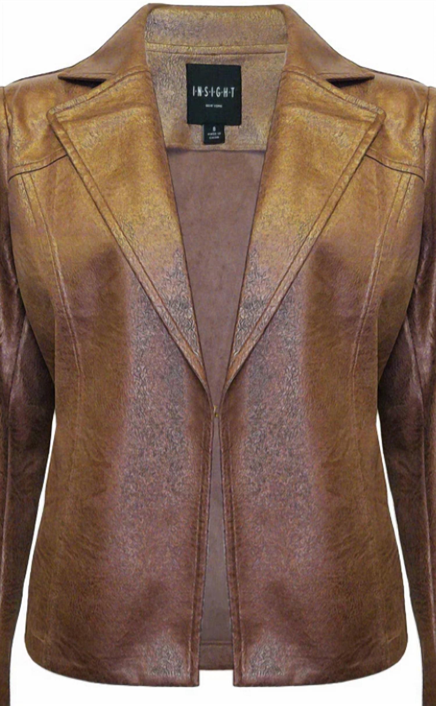 Insight - Women's Solid Metallic Vegan Leather Jacket