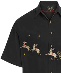 Bamboo Cay - Men's Flying Santa Embroidered Christmas Shirt