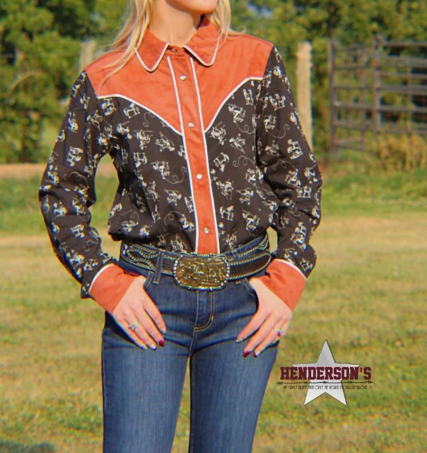 Cruel Girl - Conversation Print Long Sleeve Snap Western Shirt
