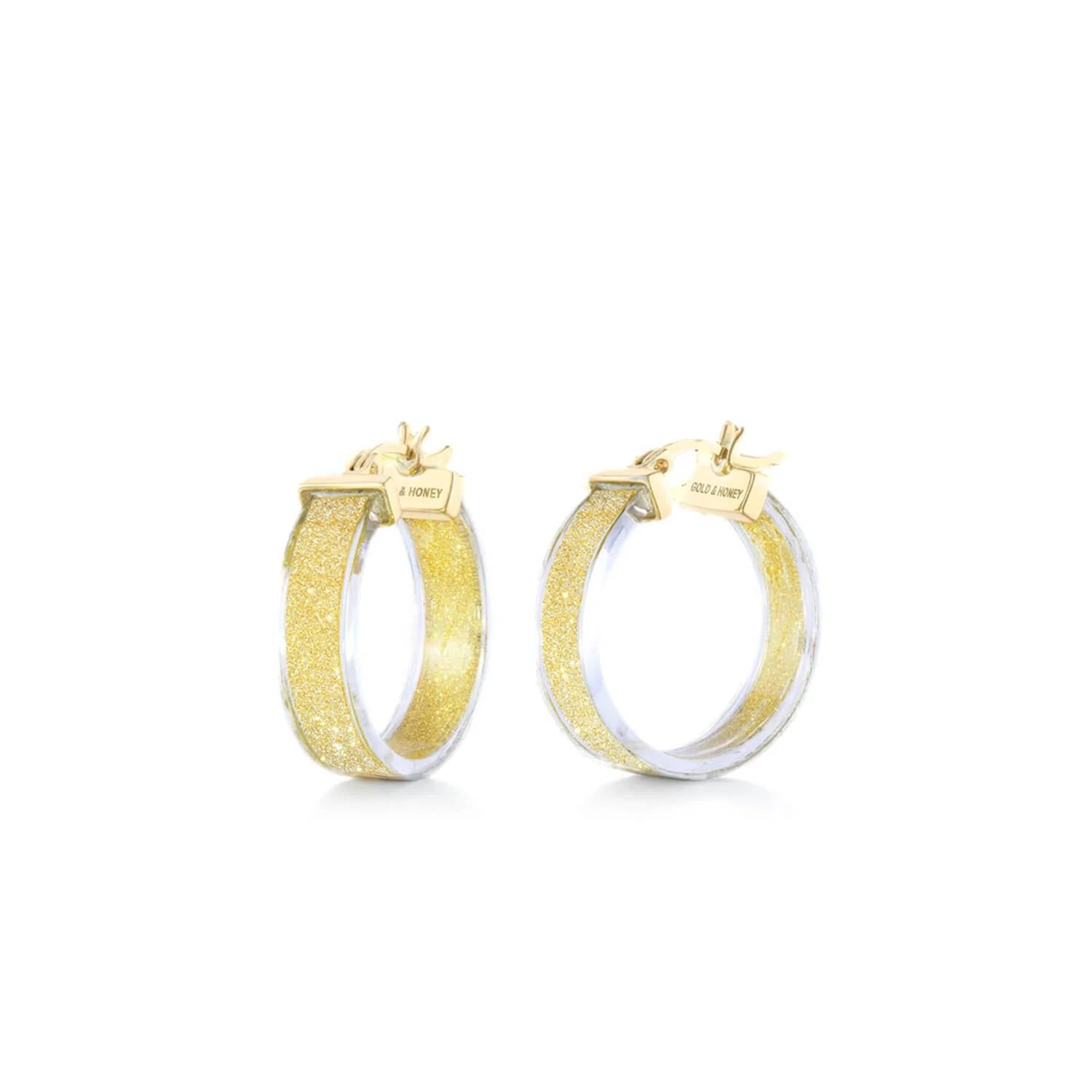 Gold & Honey - Women's Wide Glitter Lucite Hoop Earrings