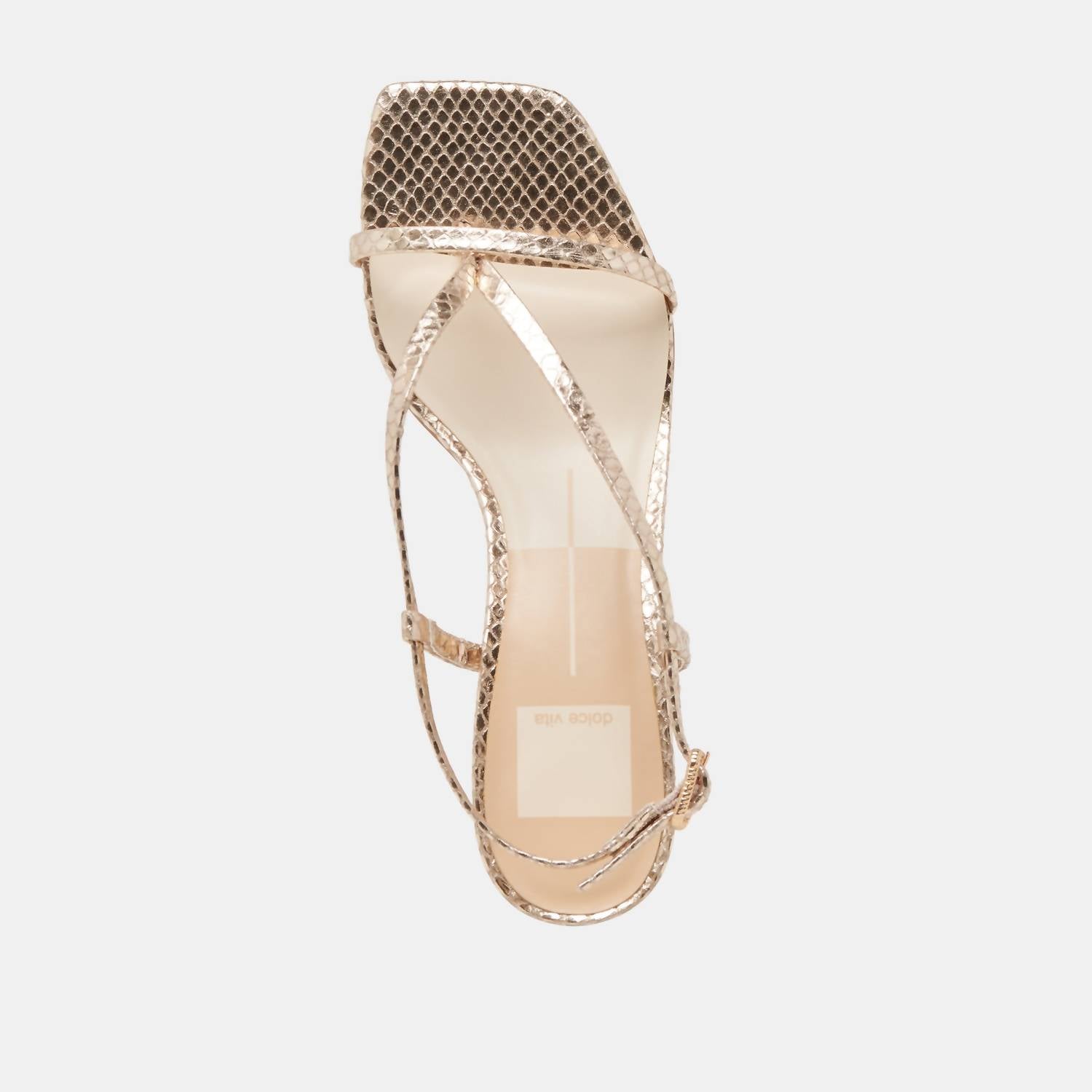 Dolce Vita Women's Laury Heeled Sandals in champagne embossed leather - women's sandal - view 8