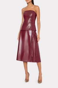 Milly - Faux Leather Bow Maxi Skirt